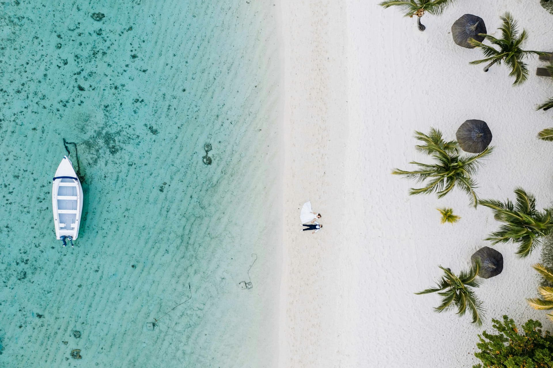 Aerial view of the Mauritian coast